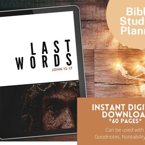 Digital Bible Study Journal Planner for GoodNotes: John 13-17, Portrait Orientation - Hyperlinked, 2023 Colors of the Year, Instant Download