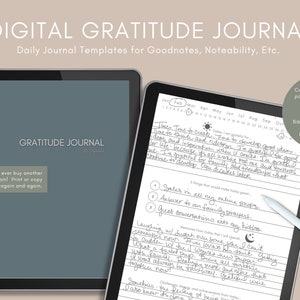 Digital Gratitude Journal, 5 Minute Journal digital, Self Reflection Journal, Gratitude Prompts, daily gratitude journal, self care planner