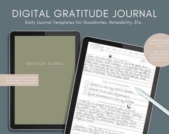Digital Gratitude Journal, 5 Minute Journal digital, Self Reflection Journal, Gratitude Prompts, daily gratitude journal, self care planner