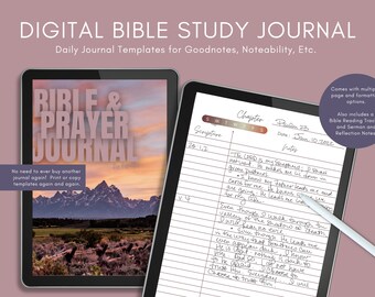 Bible Journal Download for Goodnotes or Print | Goodnotes Template | Bible Journal Printable | Bible Reading Tracker