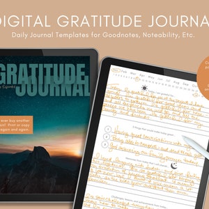 Digital Gratitude Journal, 5 Minute Journal digital, Self Reflection Journal, Gratitude Prompts, daily gratitude journal, self care planner