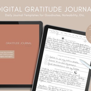 Digital Gratitude Journal, 5 Minute Journal digital, Self Reflection Journal, Gratitude Prompts, daily gratitude journal, self care planner