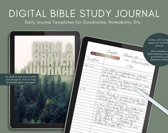 Bible Journal Download for Goodnotes or Print | Goodnotes Template | Bible Journal Printable | Bible Reading Tracker