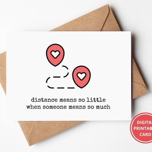 Tarjeta Miss You, Tarjeta de larga distancia, Pensando en ti, Tarjeta de amistad, Para novio, Novia, Tarjeta de felicitación, Imprimible, Descarga instantánea
