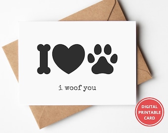 Biglietto di compleanno per amante dei cani, dal cane, per mamma, papà, marito, moglie, biglietto per cani divertenti, biglietto di auguri, stampabile, download istantaneo