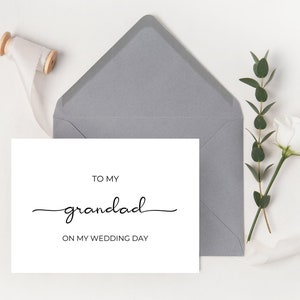 À mon grand-père le jour de mon mariage, à mon grand-père, carte de jour de mariage, grand-père de la mariée, carte de grand-père, carte de voeux, imprimable