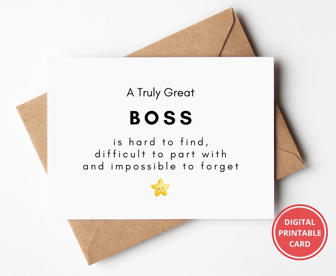 Thank You Card, for Boss, Leaving Work, Retirement Card, Boss