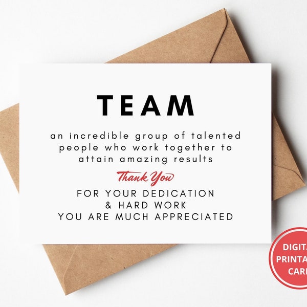 Employee Thank You, Staff Appreciation Card, Coworker Thank You, Employee Recognition, Appreciation Card, Greeting Card, Instant Download