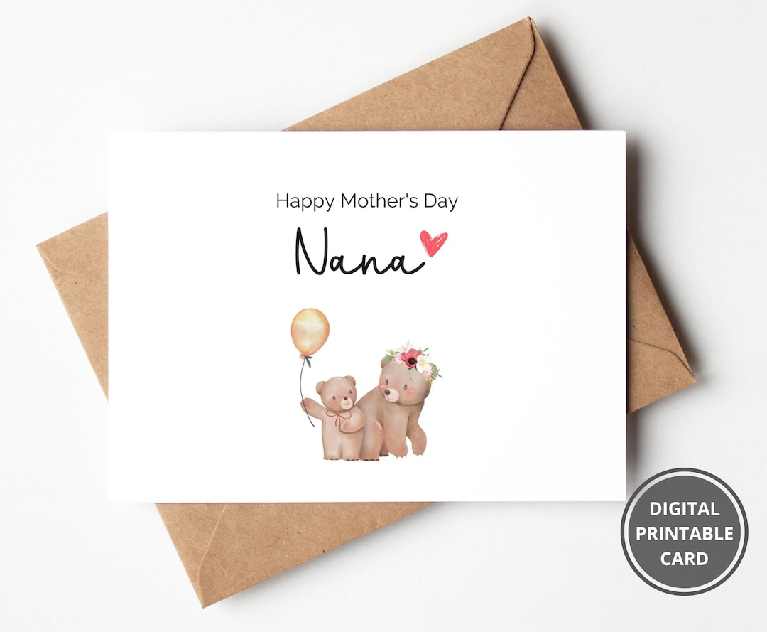 Nana Mothers Day Card, Printable Mothers Day Card for Nana ...