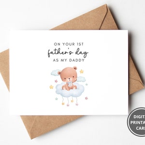 Biglietto per la prima festa del papà felice, biglietto per la prima festa del papà, biglietto stampabile per la festa del papà per papà, biglietto per la festa del papà dal bambino