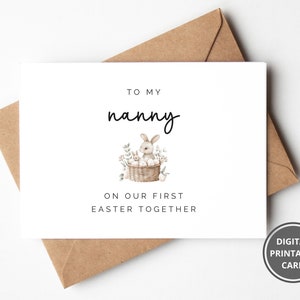À ma nounou pour notre première fête de Pâques ensemble, carte de Pâques imprimable mamie, première carte de Pâques pour nounou de bébé, de petit-enfant