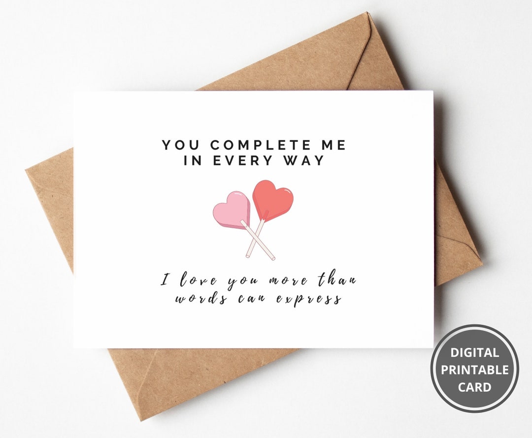 You Complete Me I Love You Card, Anniversary, Valentines Day Card for ...