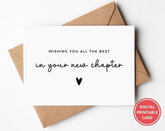 New Job Card, All The Best In Your New Chapter, Congrats Card, Graduation Card, Good Luck Card, Greeting Card, Printable, Instant Download