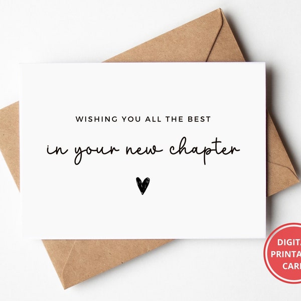 New Job Card, All The Best In Your New Chapter, Congrats Card, Graduation Card, Good Luck Card, Greeting Card, Printable, Instant Download