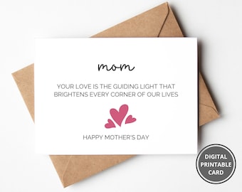 Best Mommy Printable Mothers Day Card, Happy Mothers Day Card for Best ...
