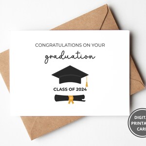 Carte de remise des diplômes de la promotion 2024, carte imprimable de remise des diplômes et de l'école, carte de félicitations pour l'obtention de votre diplôme, carte fier de vous