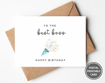 Happy Birthday to the Best Boss Card, Printable Boss Birthday Card, Birthday Card for Boss