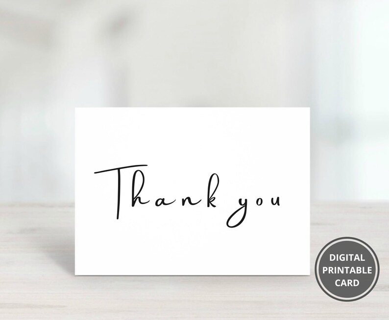 Printable Thank You Card, Thank You Appreciation Card, Simple Thank You ...