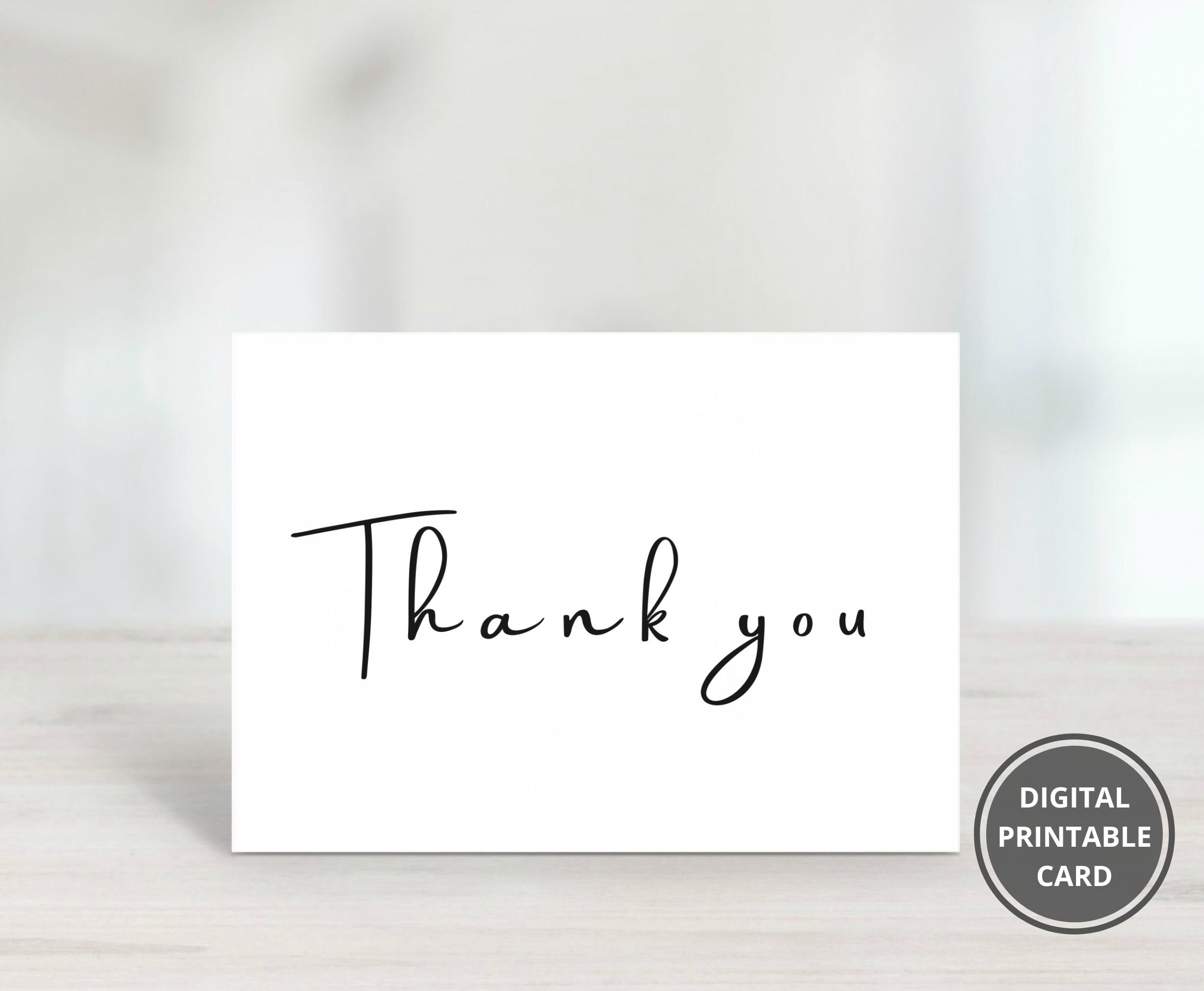 Printable Thank You Card, Thank You Appreciation Card, Simple Thank You ...