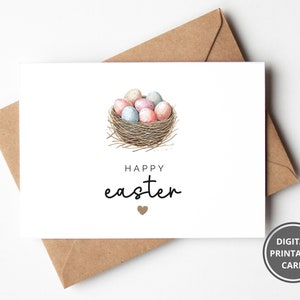 Carte Joyeuses Pâques, Oeuf de Pâques aquarelle, Carte de Pâques imprimable, Pour garçon, Pour fille, Cadeau de Pâques, Carte pour enfants