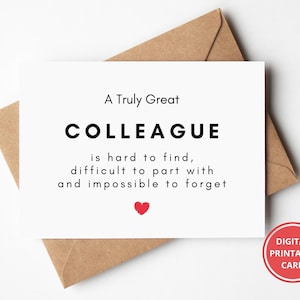 Carte de remerciement, pour collègue, ami de travail, quitter le travail, merci collègue, carte de retraite, carte de voeux, imprimable, téléchargement immédiat