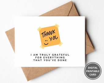 Printable Thank You Card, Printable Appreciation Card, Thank You Greeting Card, Instant Download