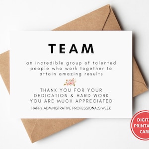 Administrative Professionals Week Thank You Card, Admin Staff, Office Staff, Assistants, Appreciation Card, Printable, Greeting Card