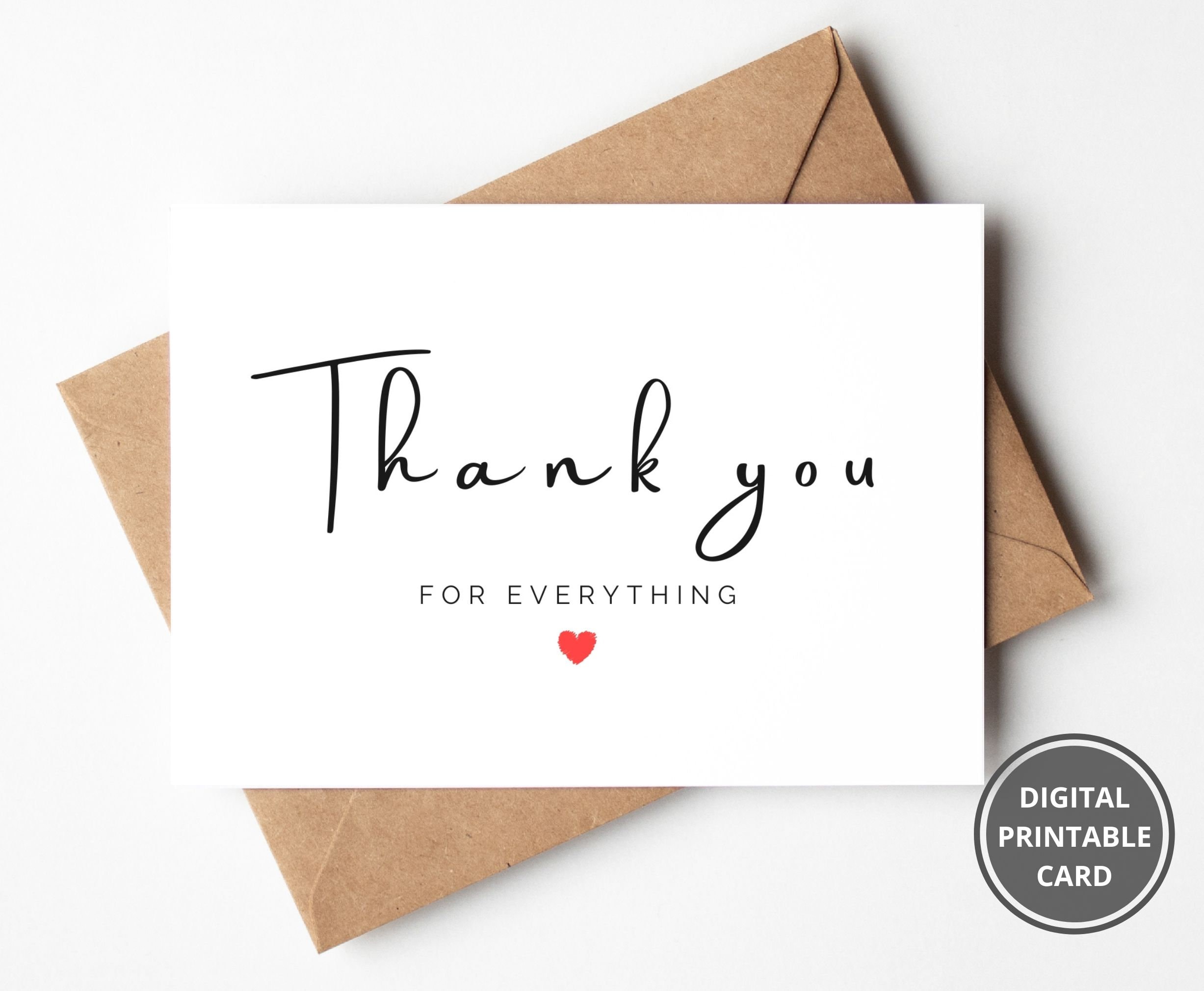 Thank You Card for Best Friend, Thank You for Everything Greeting