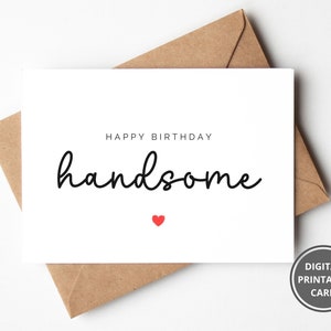 Joyeux anniversaire beau, carte imprimable d'anniversaire de petit ami, carte d'anniversaire de mari, carte d'anniversaire de fiancé, téléchargement immédiat