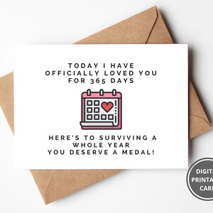 Tarjeta de primer aniversario, aniversario de 1 año imprimible para novio, tarjeta para novio, tarjeta de amor linda
