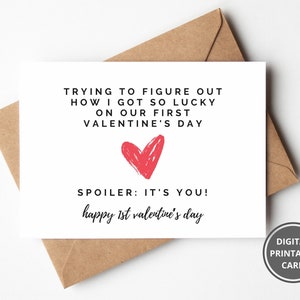 Primo biglietto per fidanzato di San Valentino, primo biglietto di San Valentino, primo giorno di San Valentino, biglietto per fidanzato, biglietto d'auguri, stampabile, download istantaneo