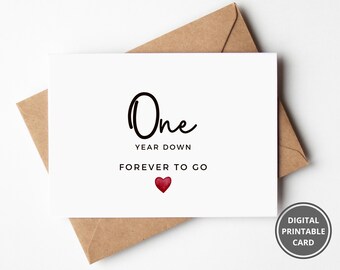 First Anniversary Card, 1st Anniversary, One Year, 1 Year Anniversary,Card For Boyfriend, Card For Girlfriend, Printable, Instant Download