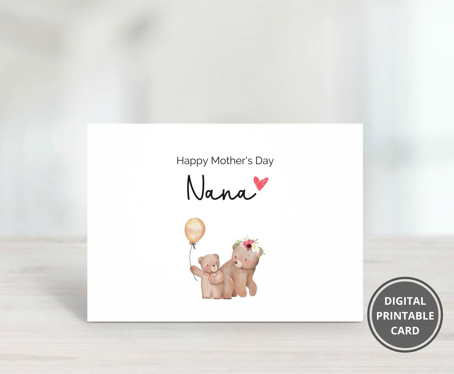 Nana Mothers Day Card, Printable Mothers Day Card for Nana ...