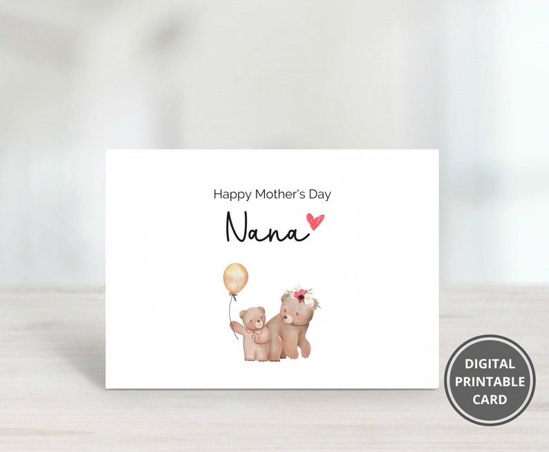 Nana Mothers Day Card, Printable Mothers Day Card for Nana ...