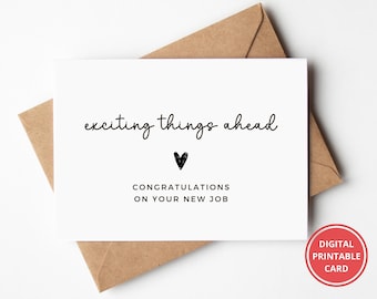 Congratulations On Your New Job, Card for New Job, Congratulations, New Career, New Job Gift, Greeting Card, Printable, Instant Download