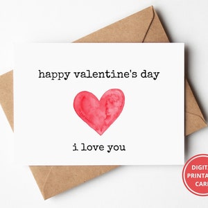 San Valentín simple, Tarjeta del día de San Valentín, Para novio, Tarjeta simple, Para él, San Valentín simple, Tarjeta de felicitación, Imprimible, Descarga instantánea