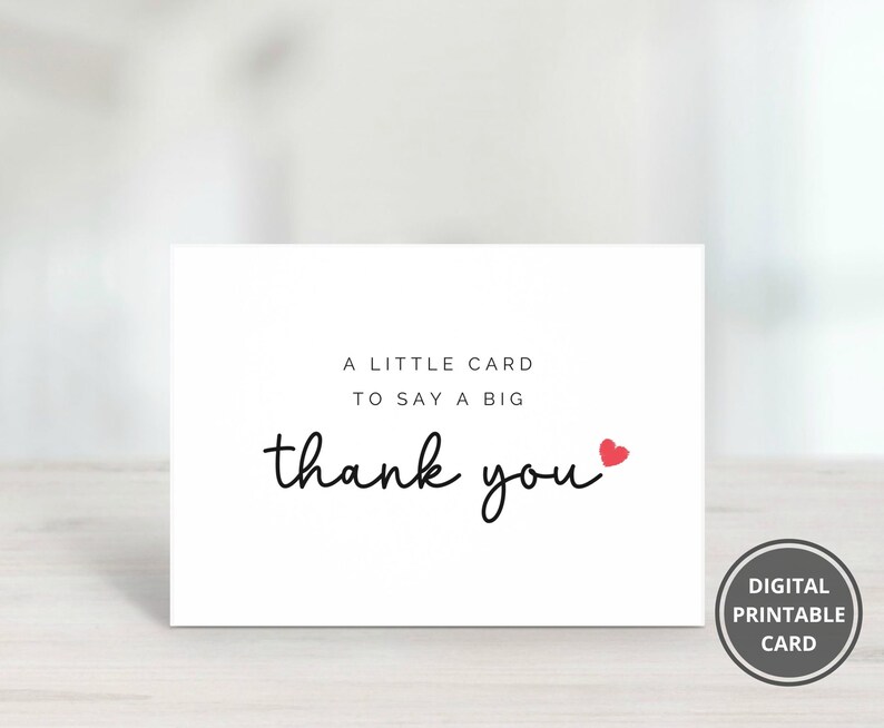 Printable Simple Thank You Card, Best Friend Thank You Card, Little ...
