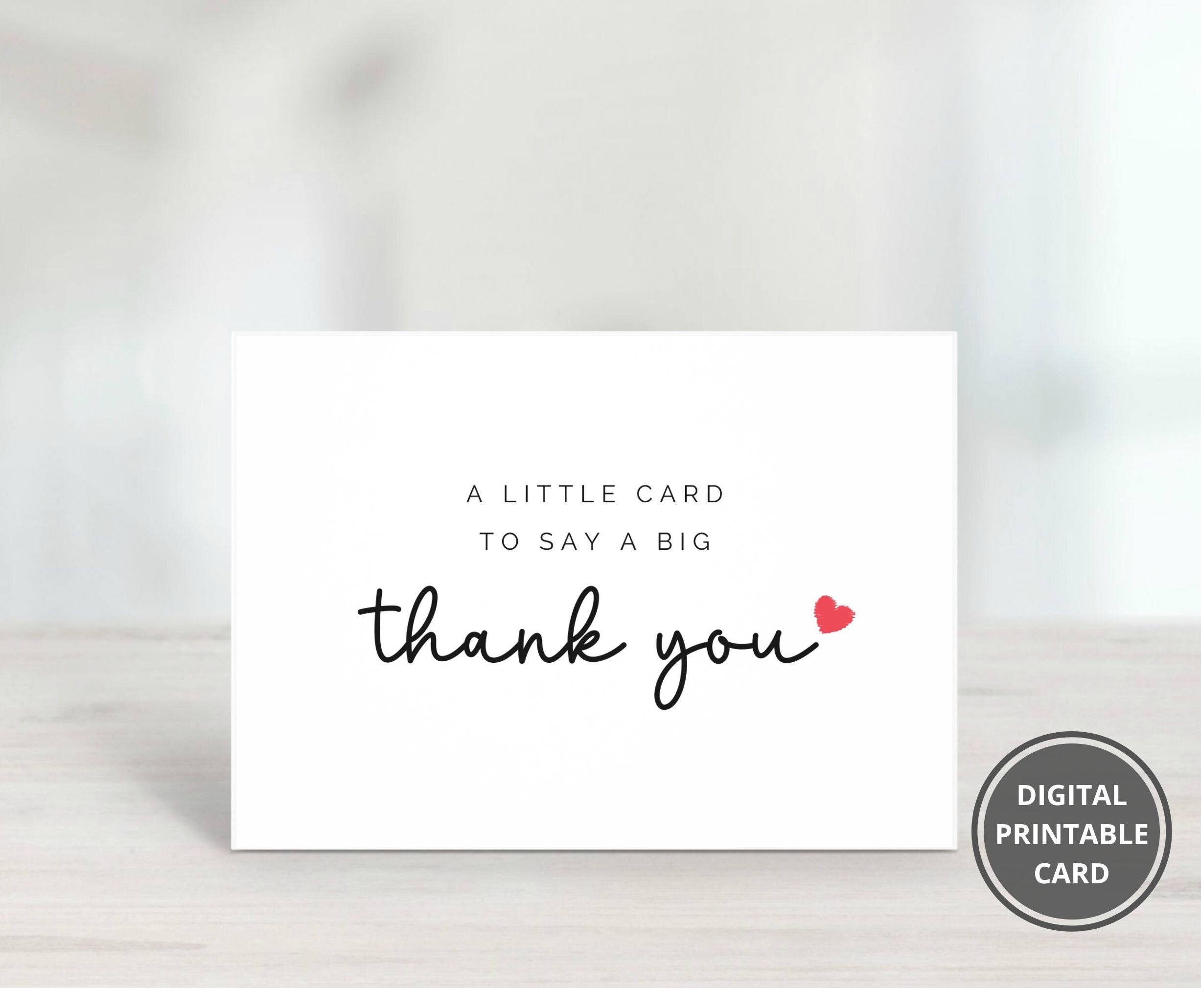 Printable Simple Thank You Card, Best Friend Thank You Card, Little ...