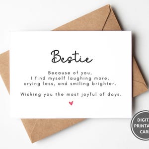 Birthday Card For Bestie, Printable Happy Birthday Card for Friend, Happy Birthday Card For Bestie, Birthday Gift For Bestie Best Friend