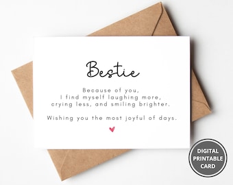 Birthday Card For Bestie, Printable Happy Birthday Card for Friend, Happy Birthday Card For Bestie, Birthday Gift For Bestie Best Friend