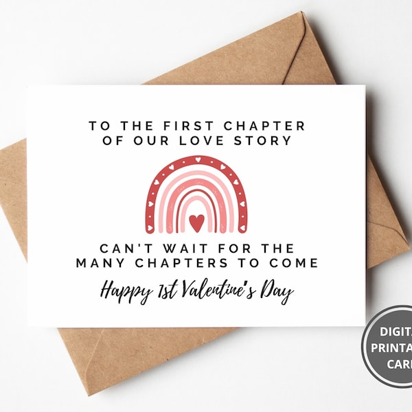Printable First Valentines Day Card for Husband, 1st Valentines Romantic Card For Boyfriend, 1st Valentine's Day Card for Him