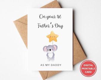 1st fathers Day Card, First fathers Day Card, Happy Fathers Day, New Dad Card, 1st Father's Day, Card from Baby, Greeting Card, Printable