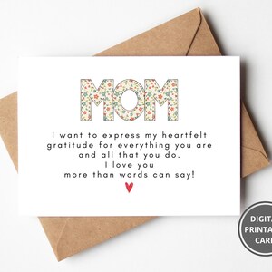 Printable Birthday Card For Mom, Mommy Bday Card, Mama's Card, Mom Birthday Gift, I Love You Mom Card