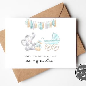 1. Muttertag als meine Tante Karte, druckbare erste Tante Muttertagskarte, Muttertagskarte, 1. Muttertagskarte, Tante Karte, Tante Karte