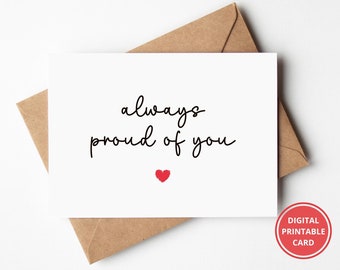 Proud of You Card, Well Done Card, Congrats Card, Encouragement, Graduation Card, New Job Card, Greeting Card, Printable, Instant Download