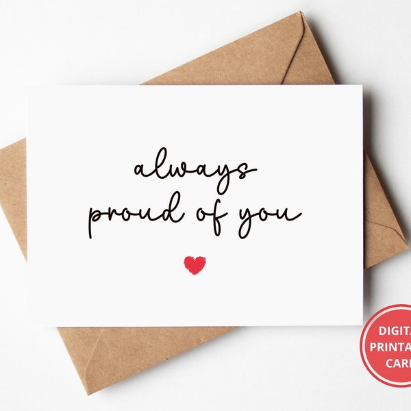 Proud of You Card, Well Done Card, Congrats Card, Encouragement, Graduation Card, New Job Card, Greeting Card, Printable, Instant Download