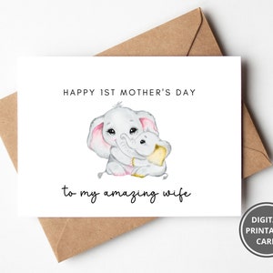 1a tarjeta del Día de las Madres para la esposa, primer día de la madre imprimible, tarjeta del día de la madre para la esposa, a una esposa especial, esposa increíble, día de las madres de la esposa