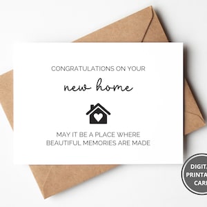Imprimable Félicitations pour votre nouvelle carte de domicile, Félicitations pour votre première carte de domicile, première carte de nouvelle maison, nouvelle carte de maison pour des amis
