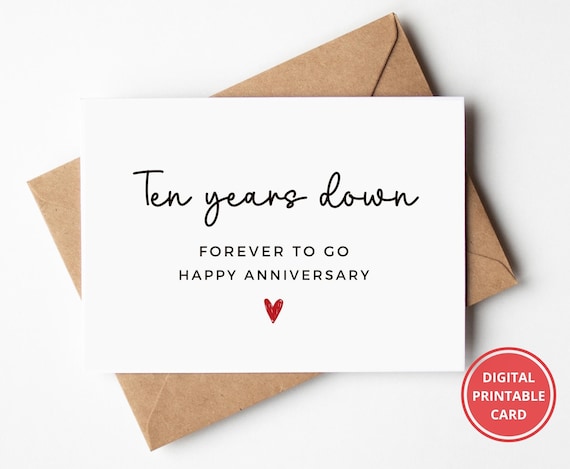 10th Anniversary Card, 10 Years Anniversary, Ten Years Together