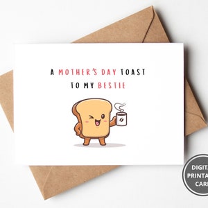 Un pequeño brindis del Día de la Madre por mi mejor amiga, tarjeta imprimible del Día de la Madre para Bestie, tarjeta para ella, tarjeta del Día de las Madres para la mejor amiga